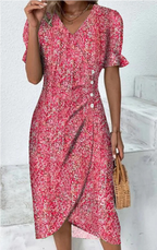 Camila Effortless Women's Floral Dress with Short Sleeves Designer Edit