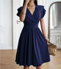 Zita Effortless Loose Short Sleeved Dress with Ruffle Boutique Collection