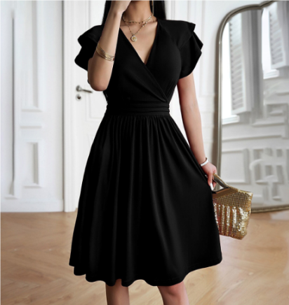 Zita Effortless Loose Short Sleeved Dress with Ruffle Boutique Collection