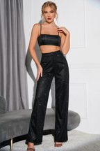 Crop Metallic Cami Top + Pants Set