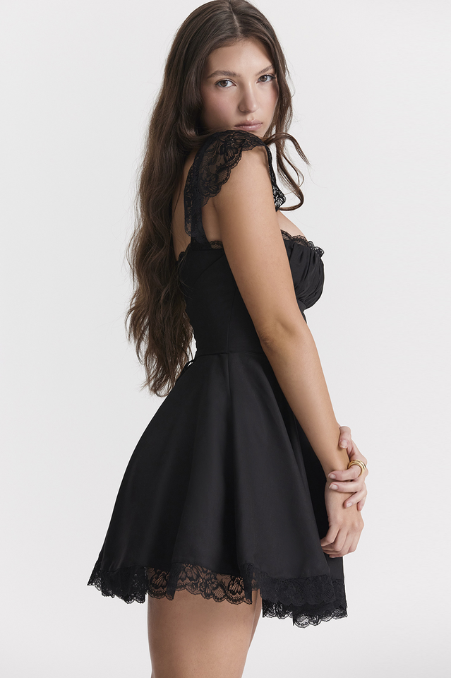 Kaia Black A Line Mini Dress