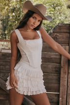 Catalina Embroidered Bra + Layered Mini Skirt Set