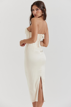 Nalita Vintage Cream Beaded Strapless Dress