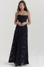 Serena Vintage Black Printed Maxi Dress