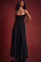 Serena Vintage Black Printed Maxi Dress