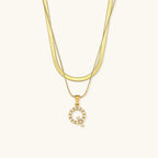 Opal Charm - LayeRed Gold Initial Necklace