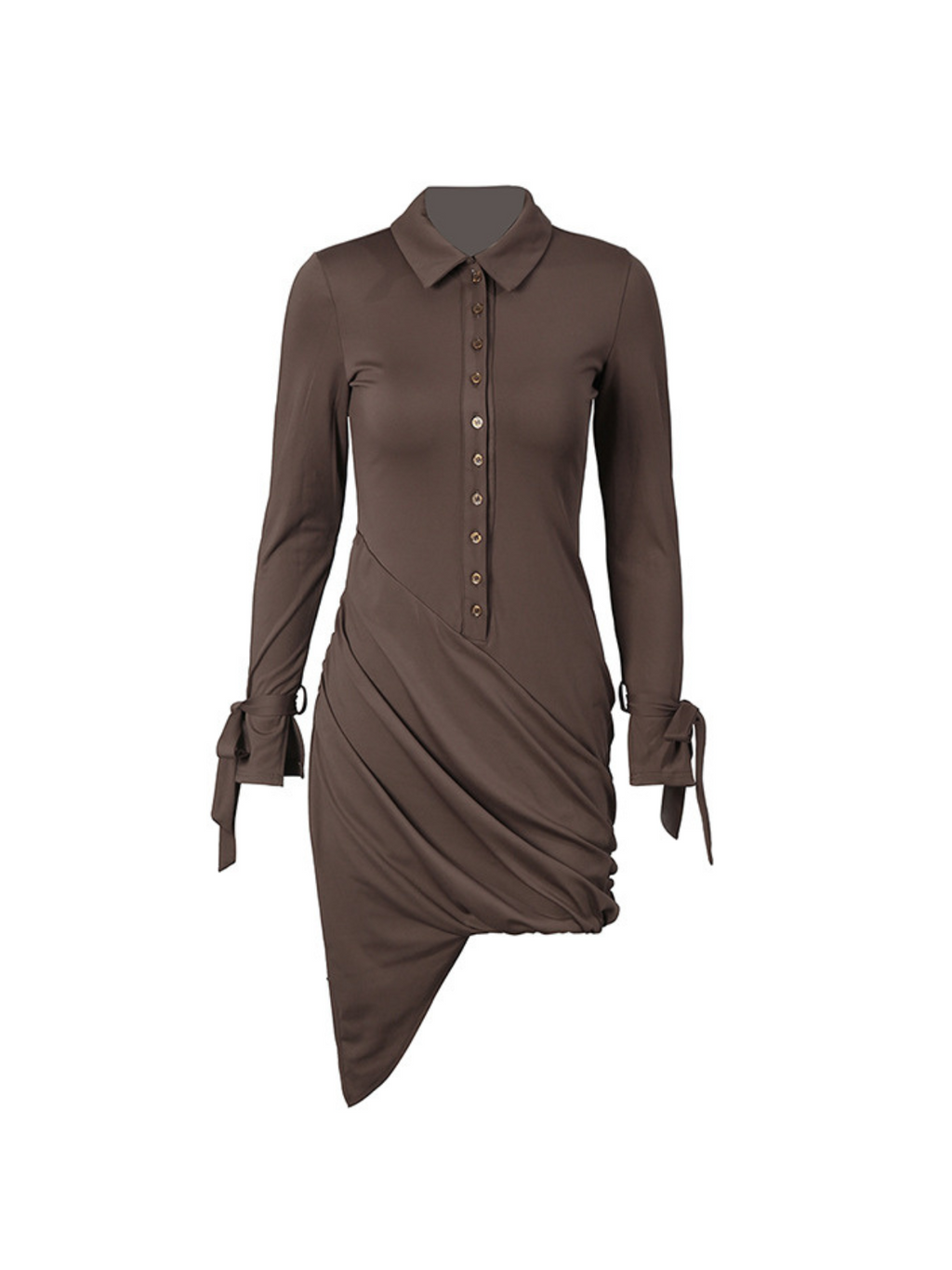 Folded Collar Ruched Mini Dress