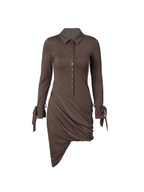 Folded Collar Ruched Mini Dress