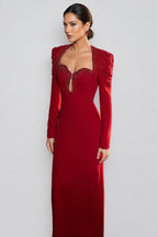 Kaelan Red Crystal Strings Cut-Out Maxi Dress