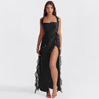 Carmen Timeless Long Dress with Ruffles Designer Edit