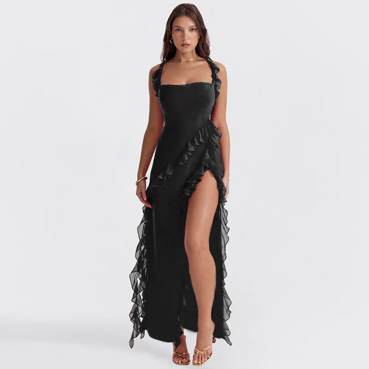 Pamela Effortless Long Dress with Ruffles Designer Edit