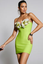 Kyndy Strapless Flower Bandage Mini Dress