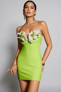 Kyndy Strapless Flower Bandage Mini Dress