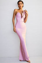 Zayrk Purple Flower Bandage Maxi Dress