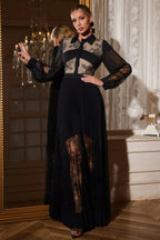 Jamie Lace Pleated Maxi Dress