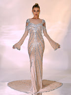 Reagan Long Sleeve Sequin Mesh Maxi Dress