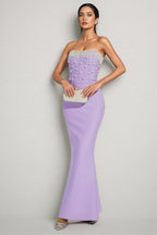 Tulip Purple Beaded Bandage Maxi Dress