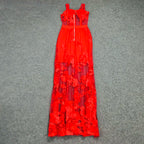 Red Color Celebrity Fashion Sleeveless Sexy Backless Lace Long Dress Party Dress