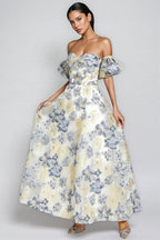 Dorte Blue-Purple Flower Maxi Dress