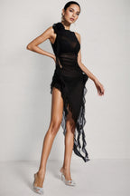 Beryl Black Mesh Maxi Dress