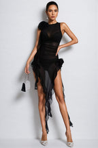 Beryl Black Mesh Maxi Dress
