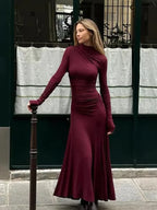 Retro Elegant Full Sleeve A-Line Chic Party Dress