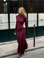Retro Elegant Full Sleeve A-Line Chic Party Dress