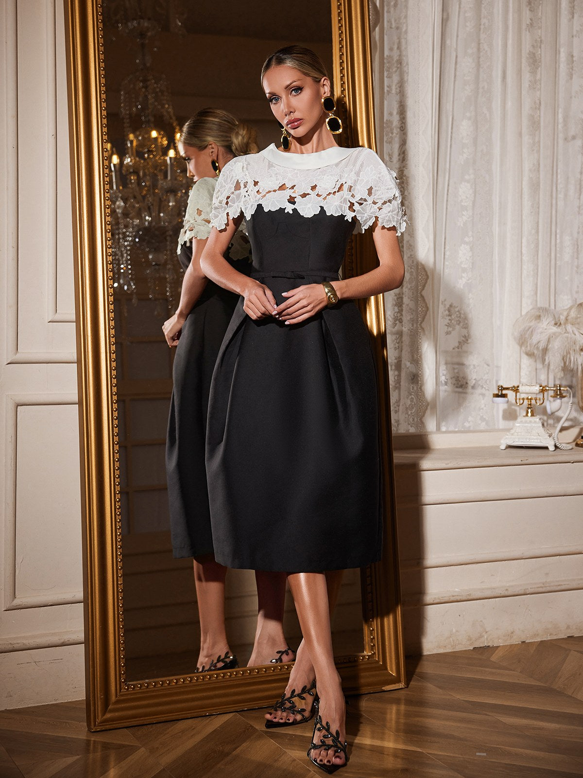 Floral Cutout Midi Dress
