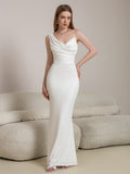 Ribbon Trim Ruched Mermaid Hem Prom Dress
