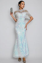 Austinse White Mesh Sequin Maxi Dress