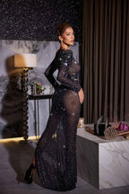 Embellished Split Maxi Dress