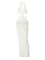Halterneck Knit Maxi Dress In White