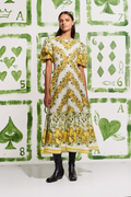 Sofía Effortless Yellow Round Neck Maxi Dress with Floral Print Boutique Collection