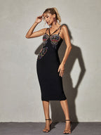 Rowen Embellished Bandage Midi Dress