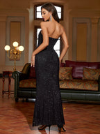 Ruched Mesh Sequin Tube Dress