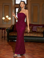 Ruched Mesh Sequin Tube Dress