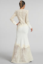 Giank Beige Embroidered Maxi Dress