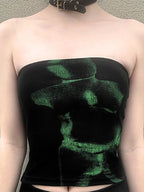 Gothic Cyber Punk Black Strapless