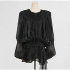 Elegant V - Neck Lace - Up Summer Style Mini Dress