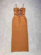 Strappy Hook Cut Out Bodycon Midi Dress