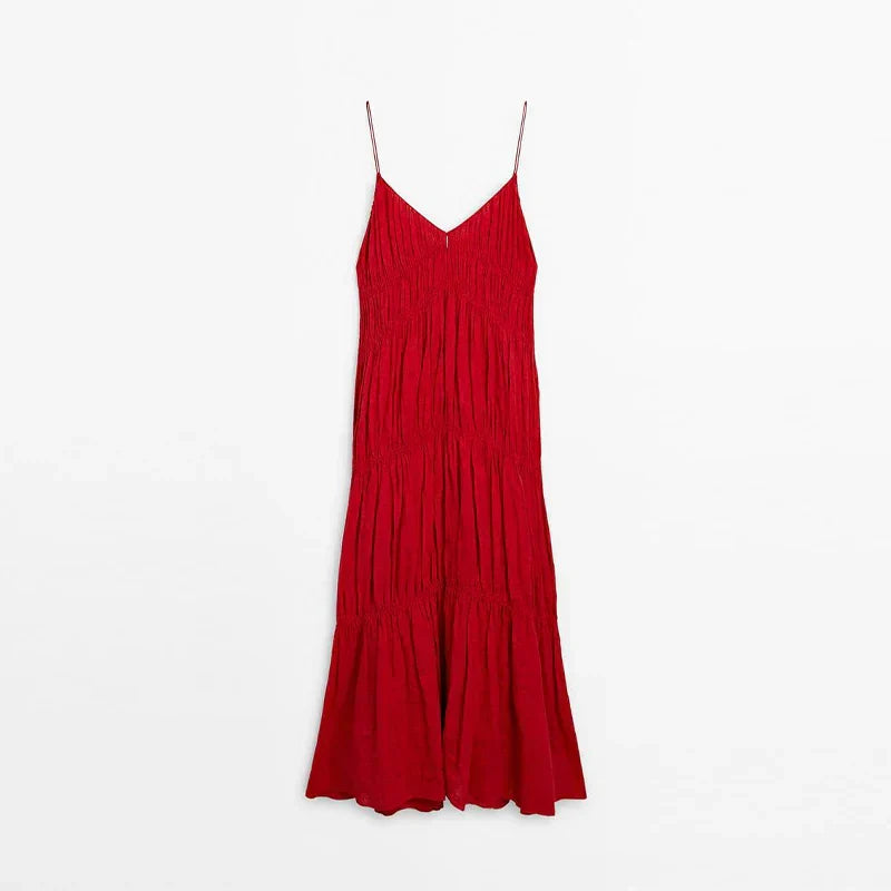 Sling A - line Sleeveless Deep V - neck Dress