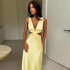Hollow Slit High Waist Maxi Party Dress
