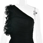 One Shoulder Ruffles Women Maxi Dress