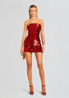 Sequins Strapless Bodycon Mini Dress