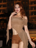 See-Through One Shoulder Pleated Strapless