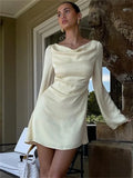 Elegant Backless Lace - Up Satin Party Mini Dress