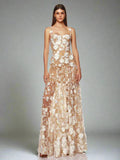 Floral Embroidered Mesh Maxi Dress