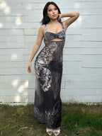 Lace Cut Out Bodycon Maxi Dress