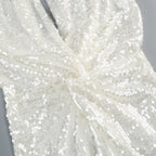 Mesh Sequin Floor Length White Mermaid Dress