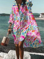 Tamar Aesthetic Wide, Colorful Dress with Summery Patterns Evening Wear Edit